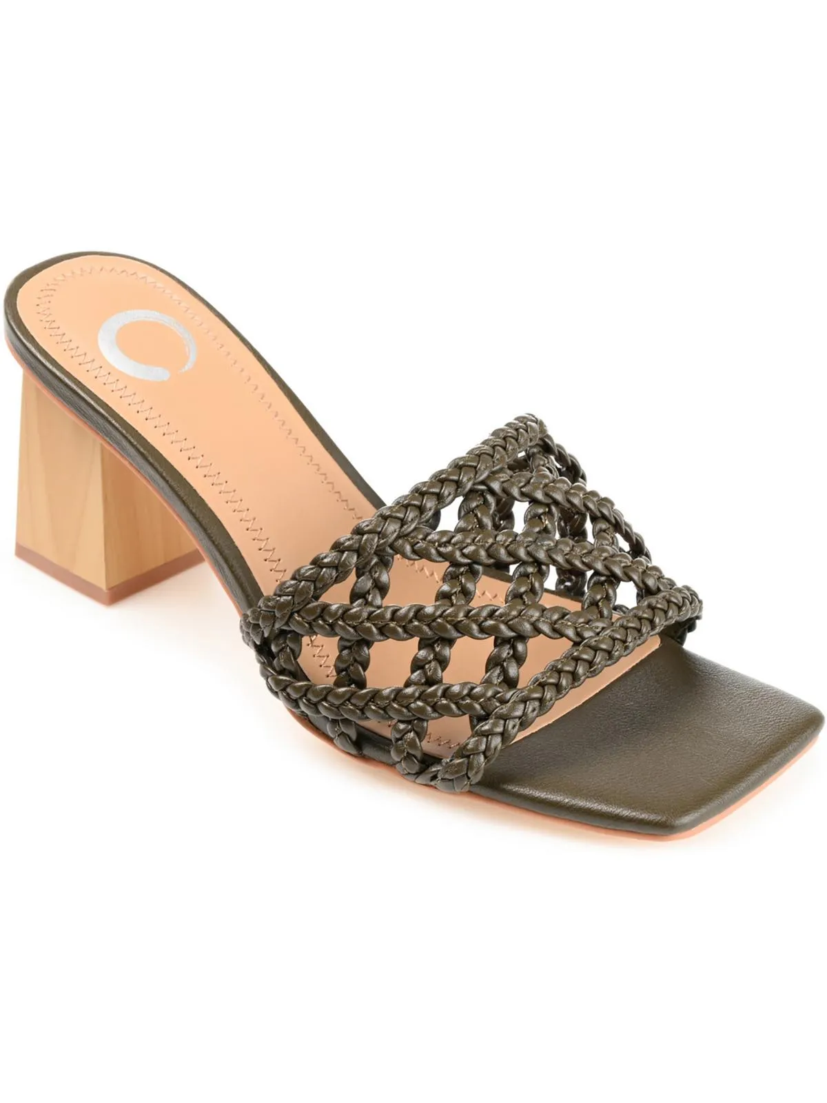 Womens Faux Leather Square Toe Block Heel