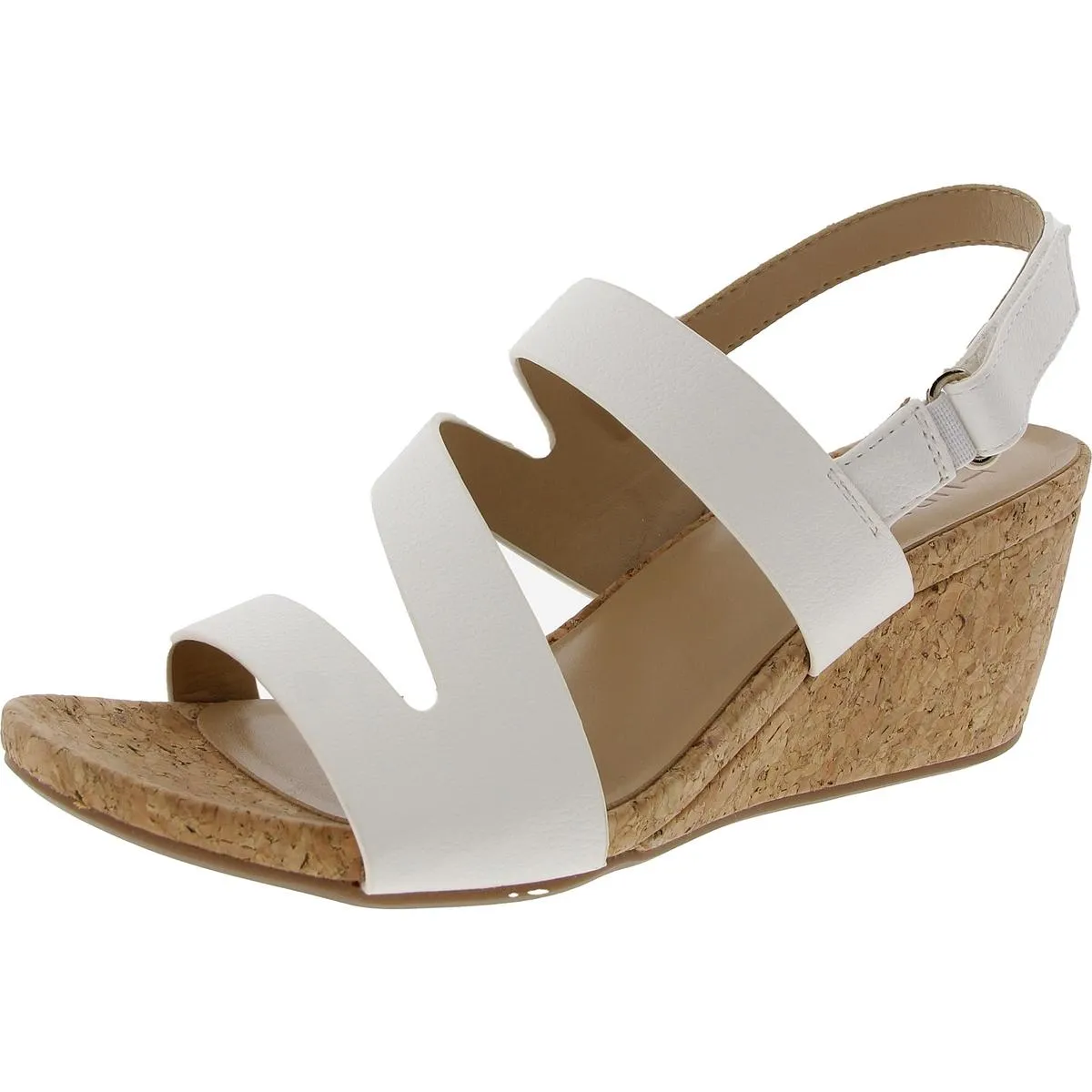 Womens Faux Leather Strappy Wedge Sandals