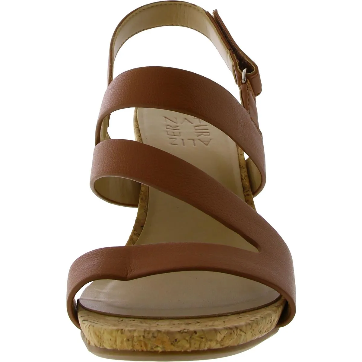 Womens Faux Leather Strappy Wedge Sandals