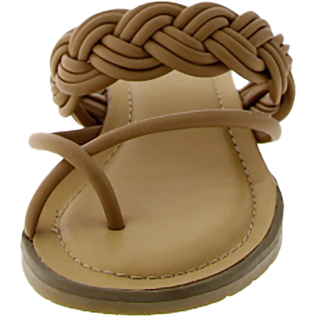 Womens Faux Leather Toe Ring Wedge Sandals