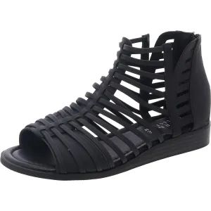 Womens Faux Leather Wedge Gladiator Sandals