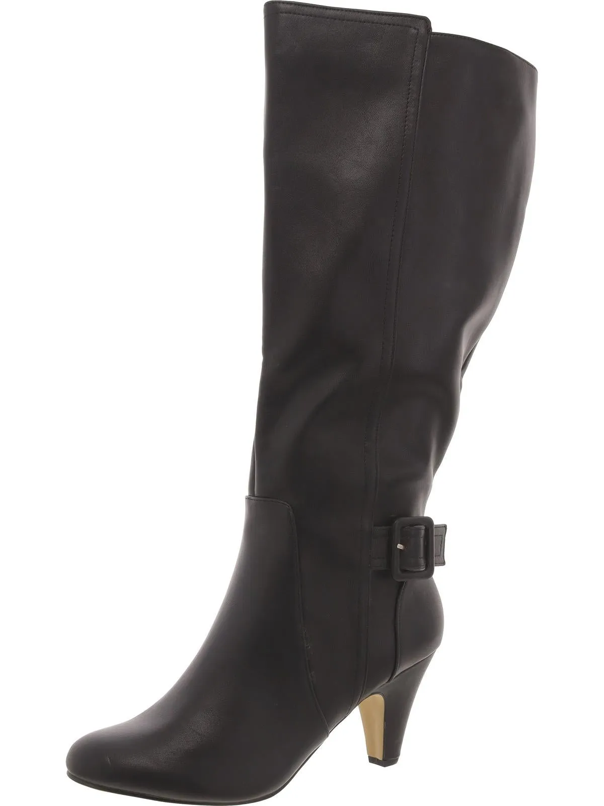 Womens Faux Leather Wide Calf Knee-High Boots