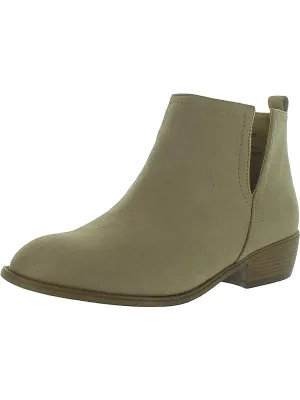 Womens Faux Suede Block Heel Ankle Boots