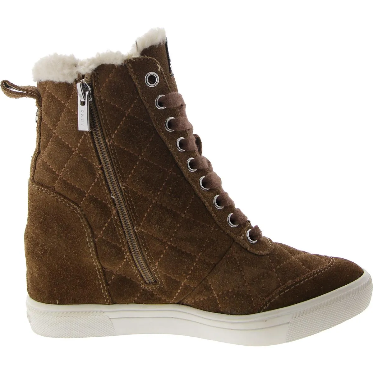 Womens Faux Suede Faux Fur Lined Ankle Boots