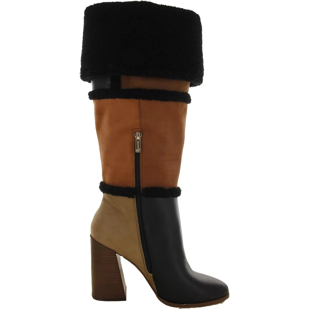 Womens Faux Suede Faux Fur Over-The-Knee Boots