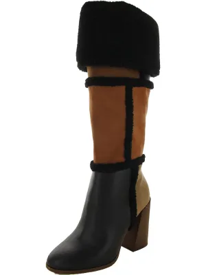 Womens Faux Suede Faux Fur Over-The-Knee Boots