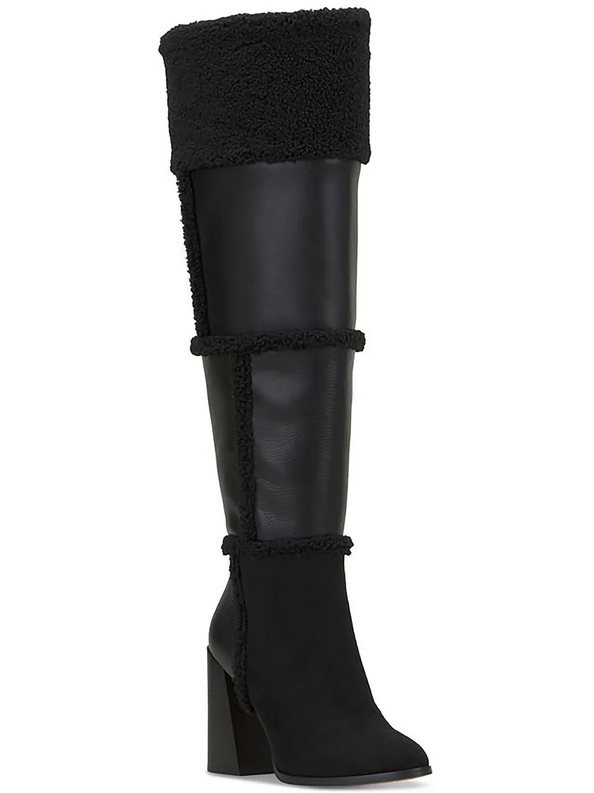 Womens Faux Suede Faux Fur Over-The-Knee Boots
