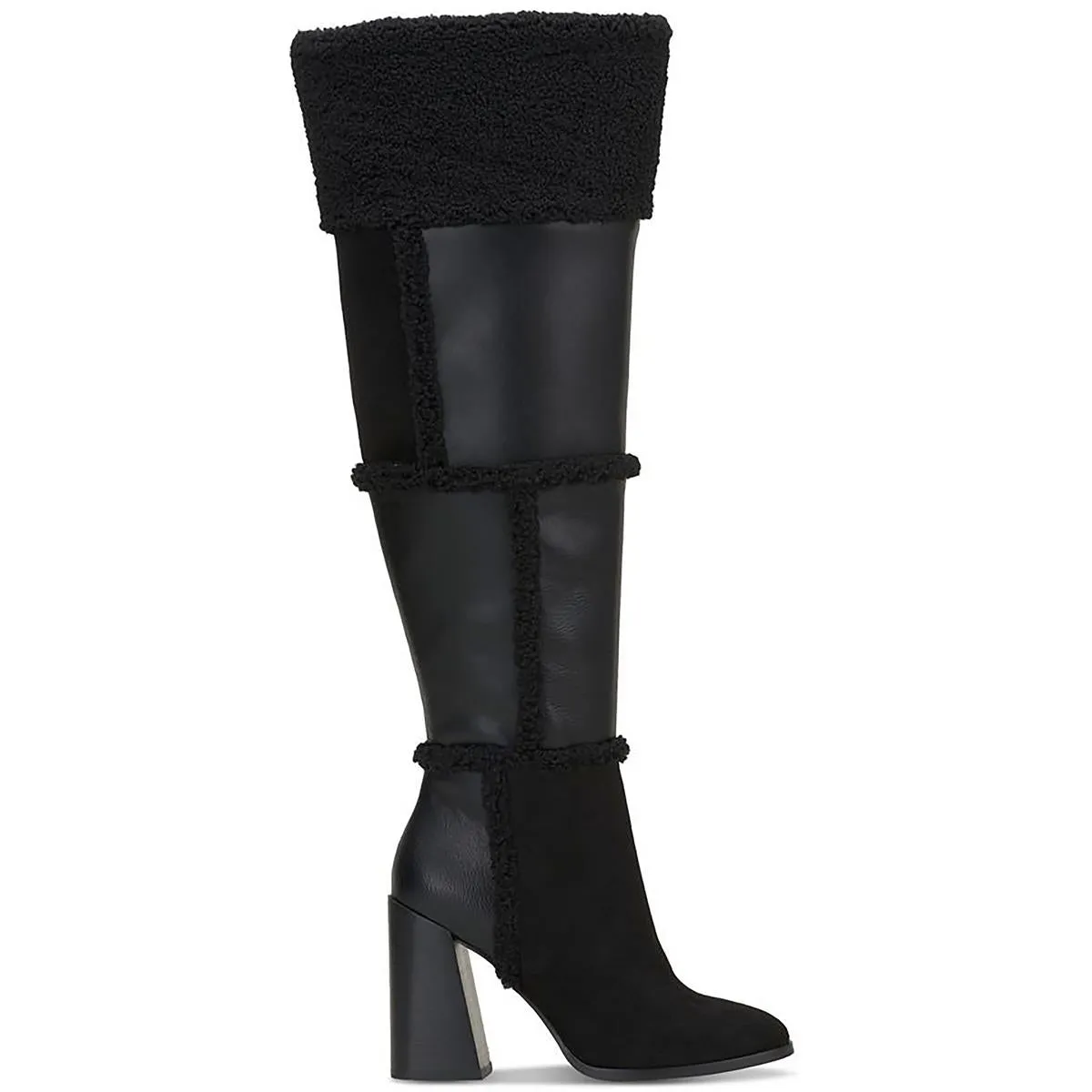 Womens Faux Suede Faux Fur Over-The-Knee Boots