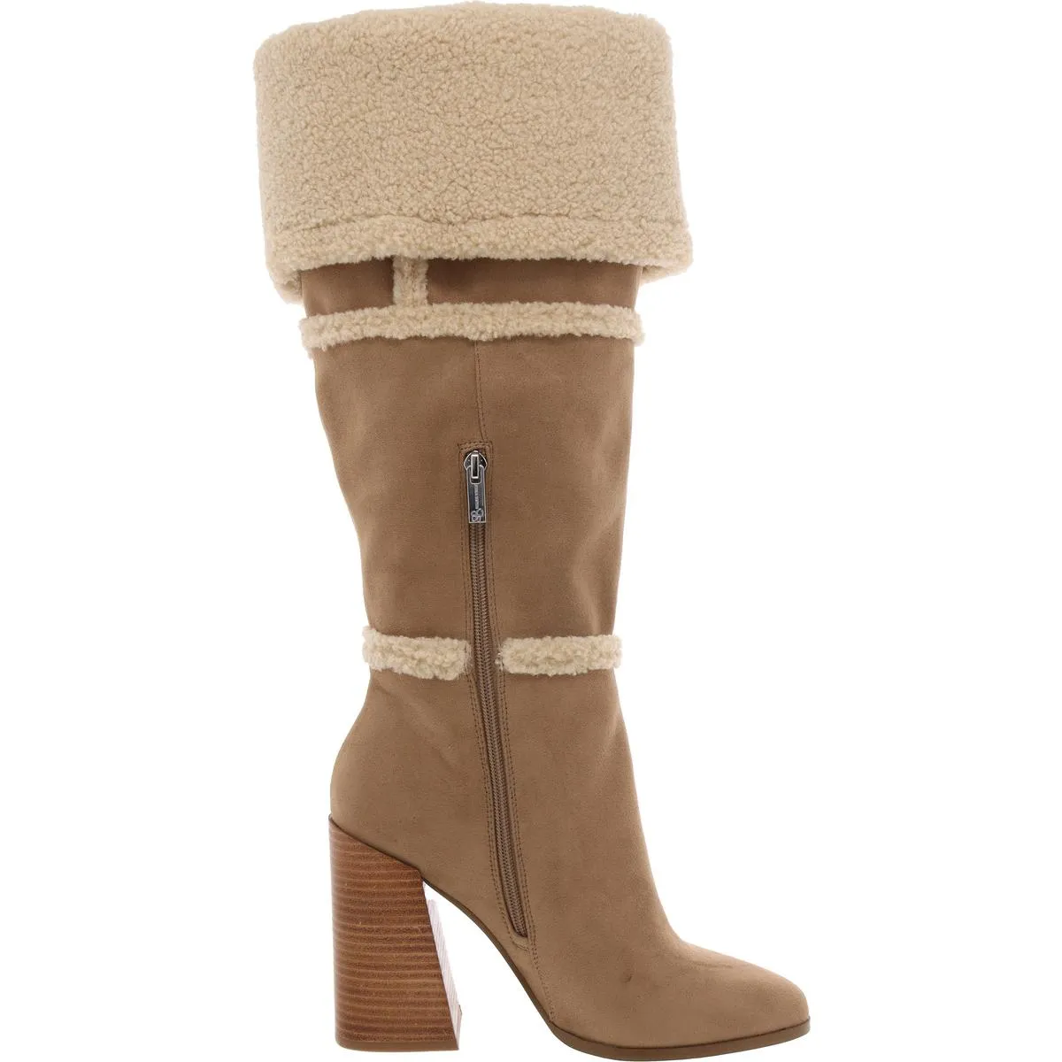 Womens Faux Suede Faux Fur Over-The-Knee Boots