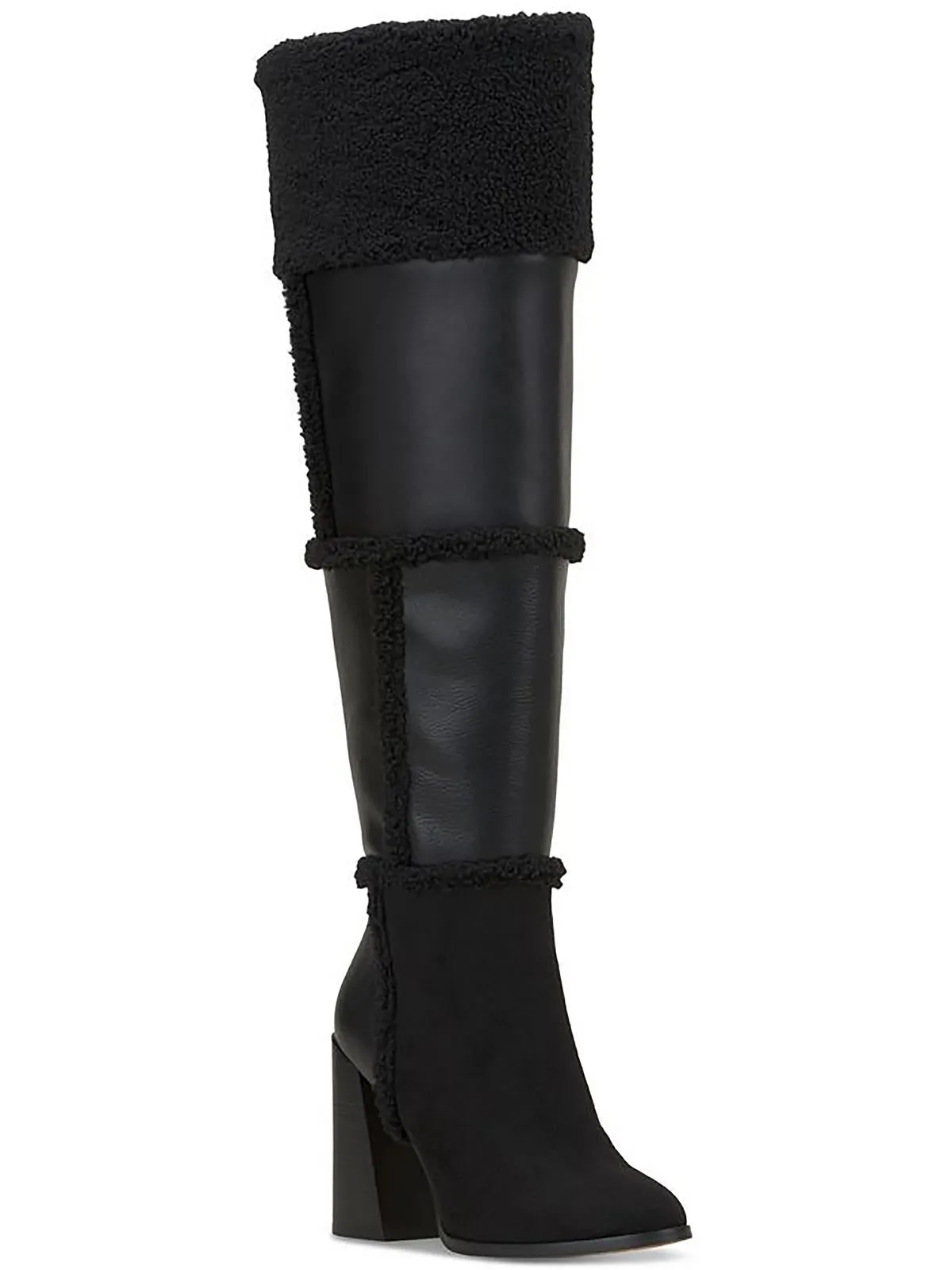 Womens Faux Suede Faux Fur Over-The-Knee Boots