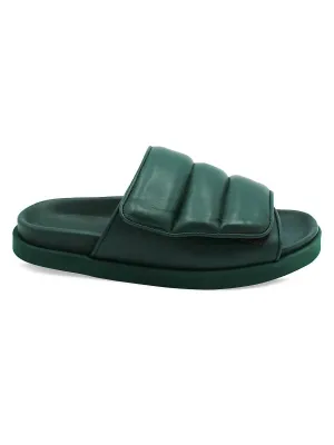 Women's Gia 3 Padded Leather Slides In Cliff Green