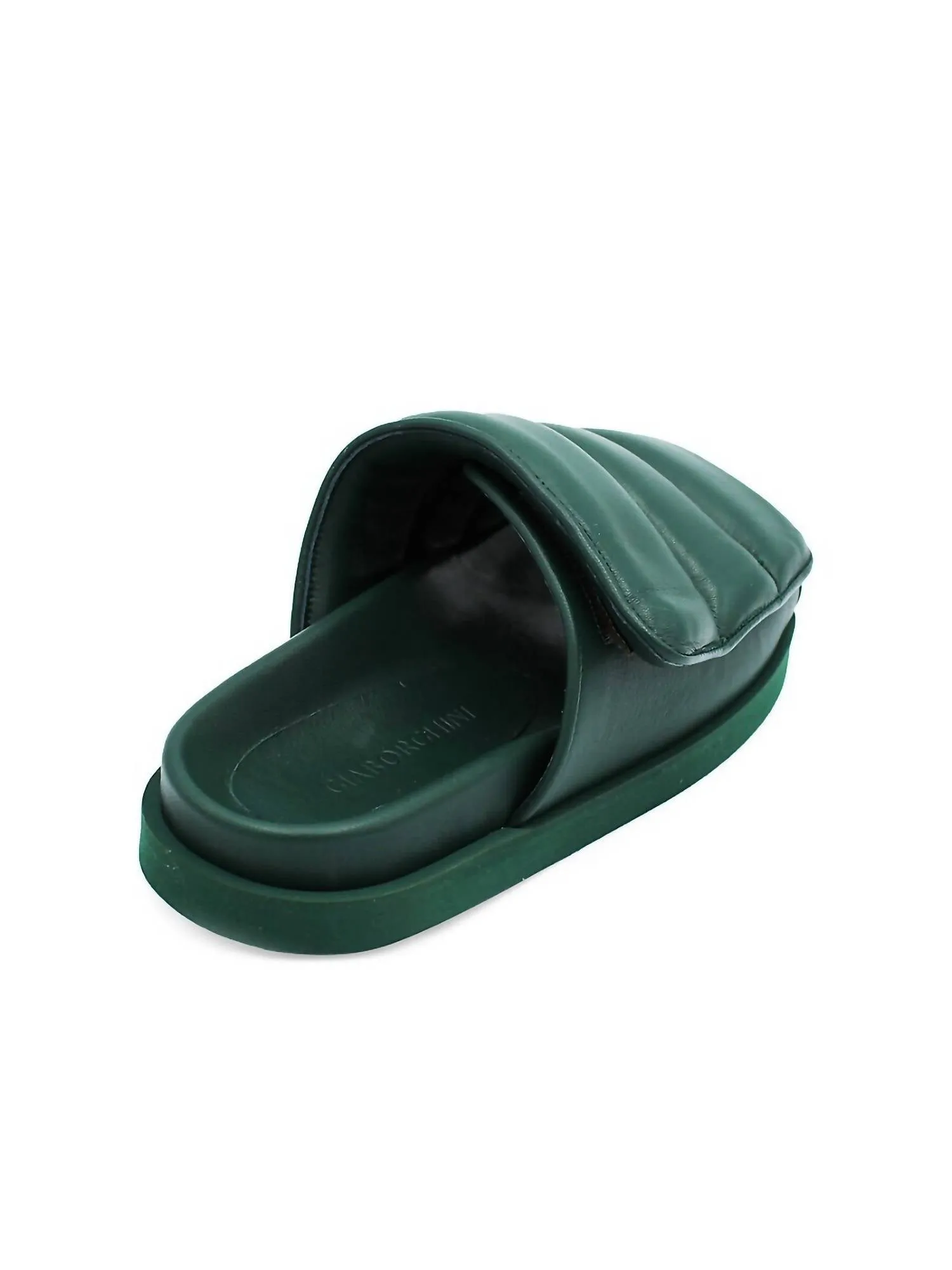 Women's Gia 3 Padded Leather Slides In Cliff Green