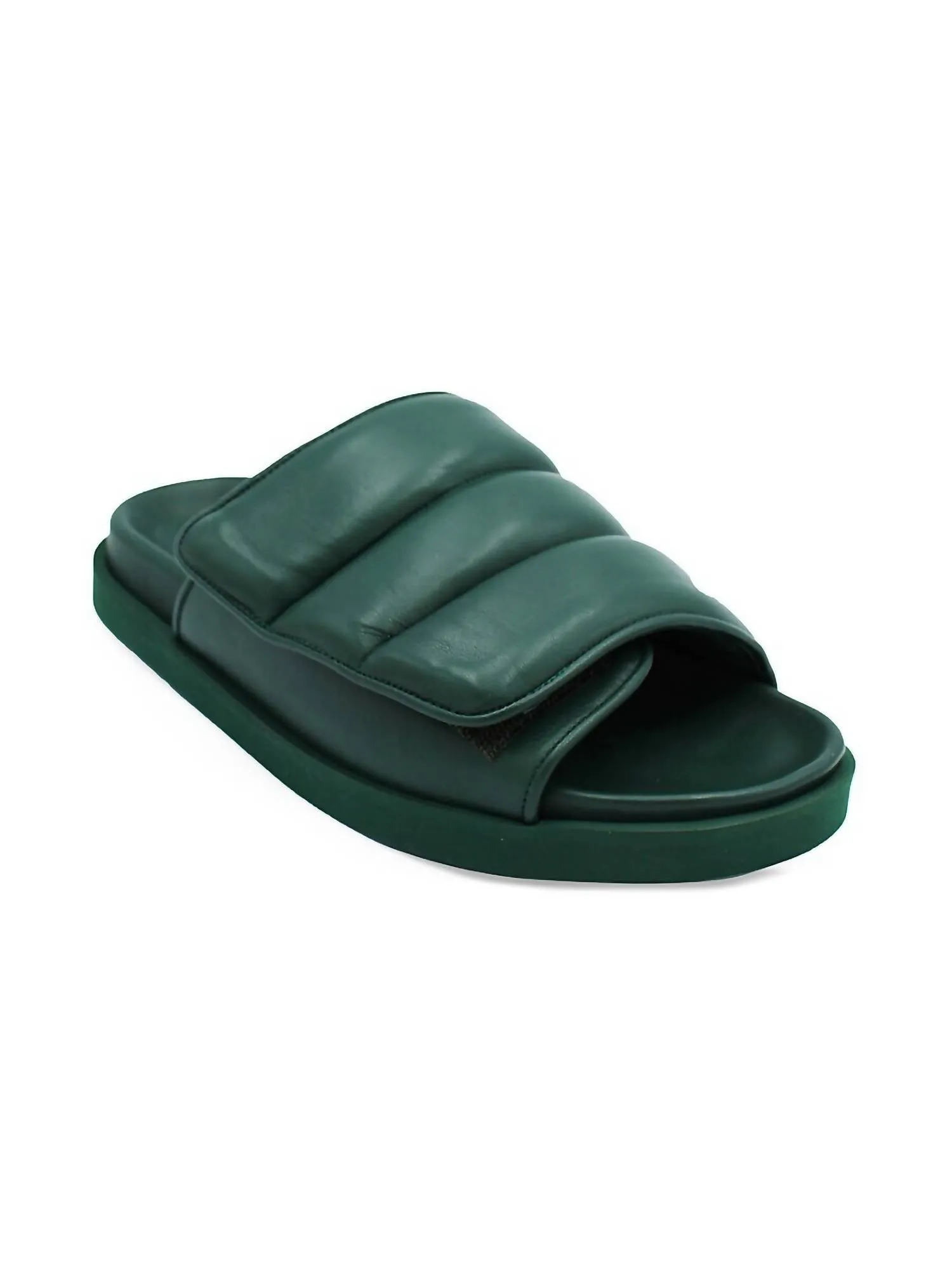 Women's Gia 3 Padded Leather Slides In Cliff Green
