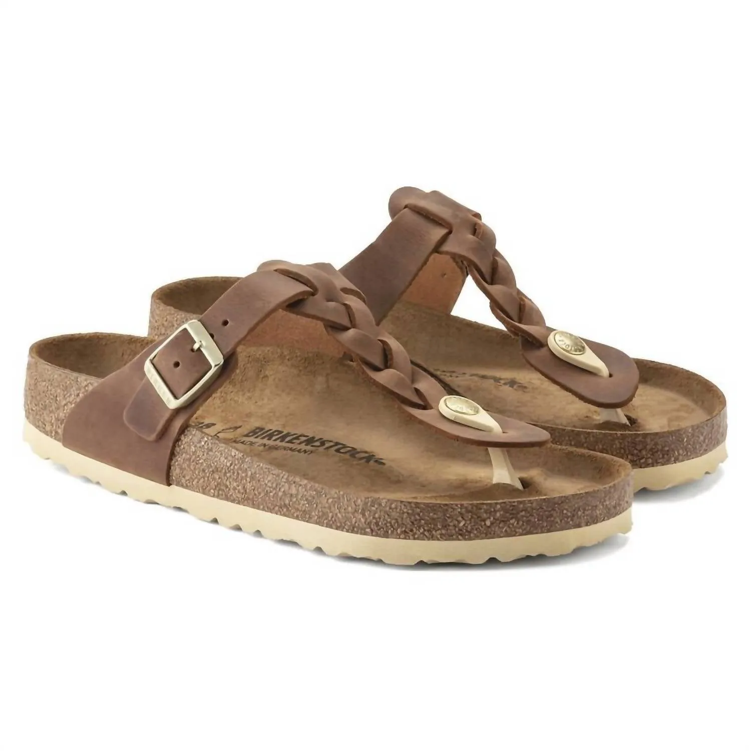Women's Gizeh Oiled Leather Sandals In Cognac