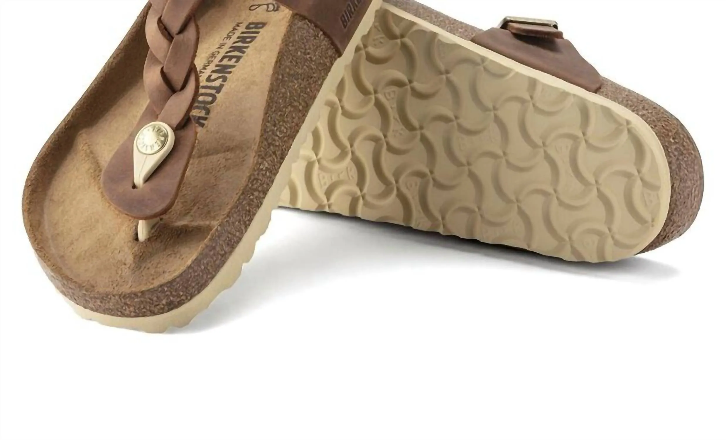 Women's Gizeh Oiled Leather Sandals In Cognac