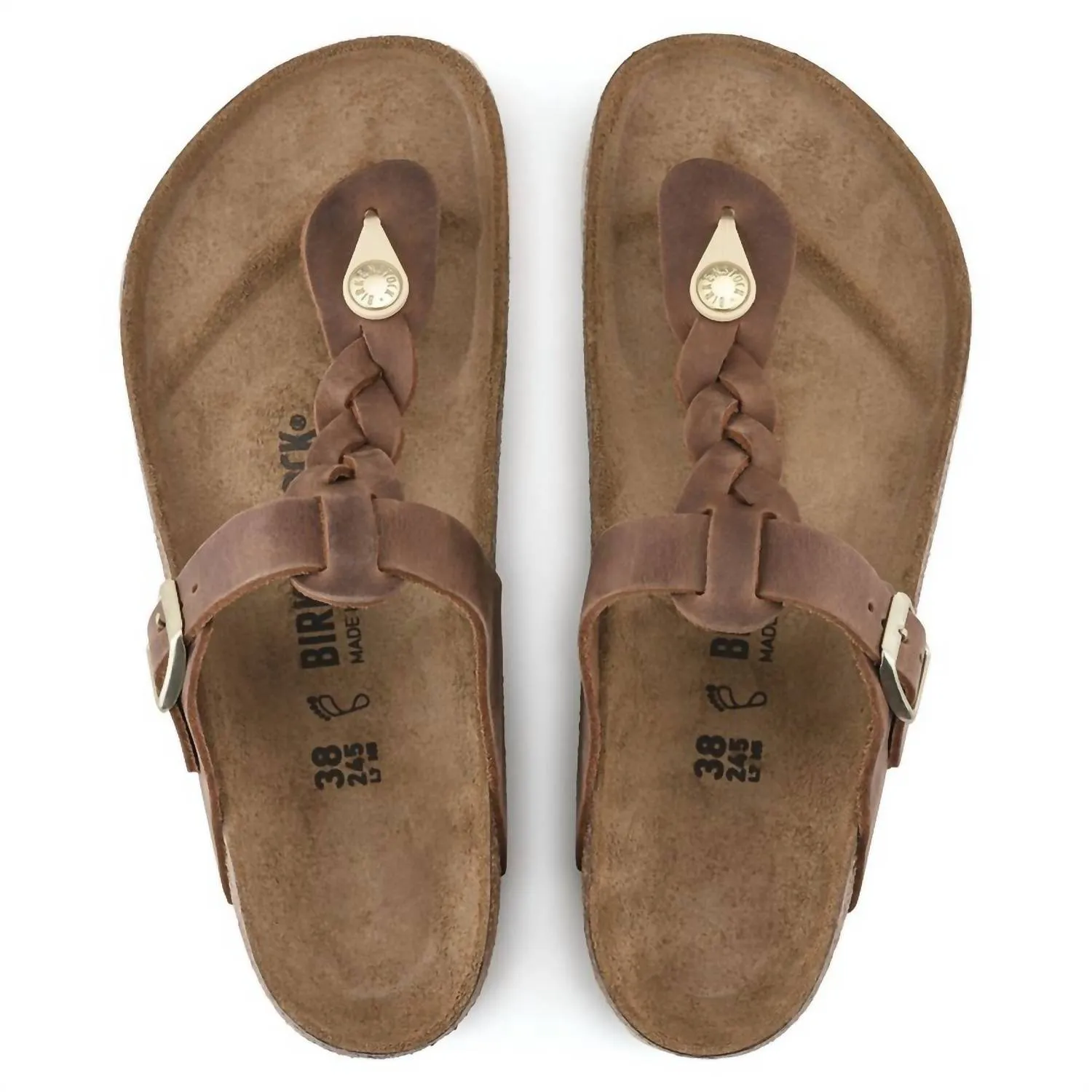Women's Gizeh Oiled Leather Sandals In Cognac