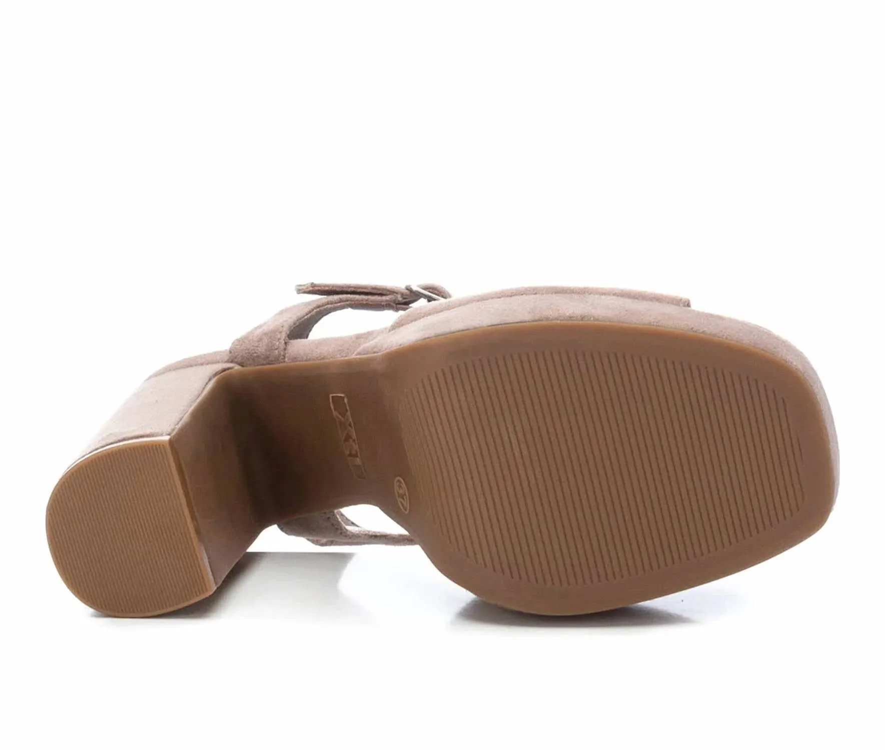 Women's Heel Suede Sandals In Beige