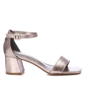 Women's Heeled Metallic Sandals In Silver Rose