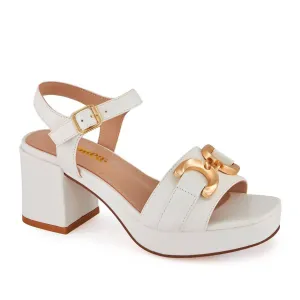 Women's High Heel Ankle Strap Sandal In White