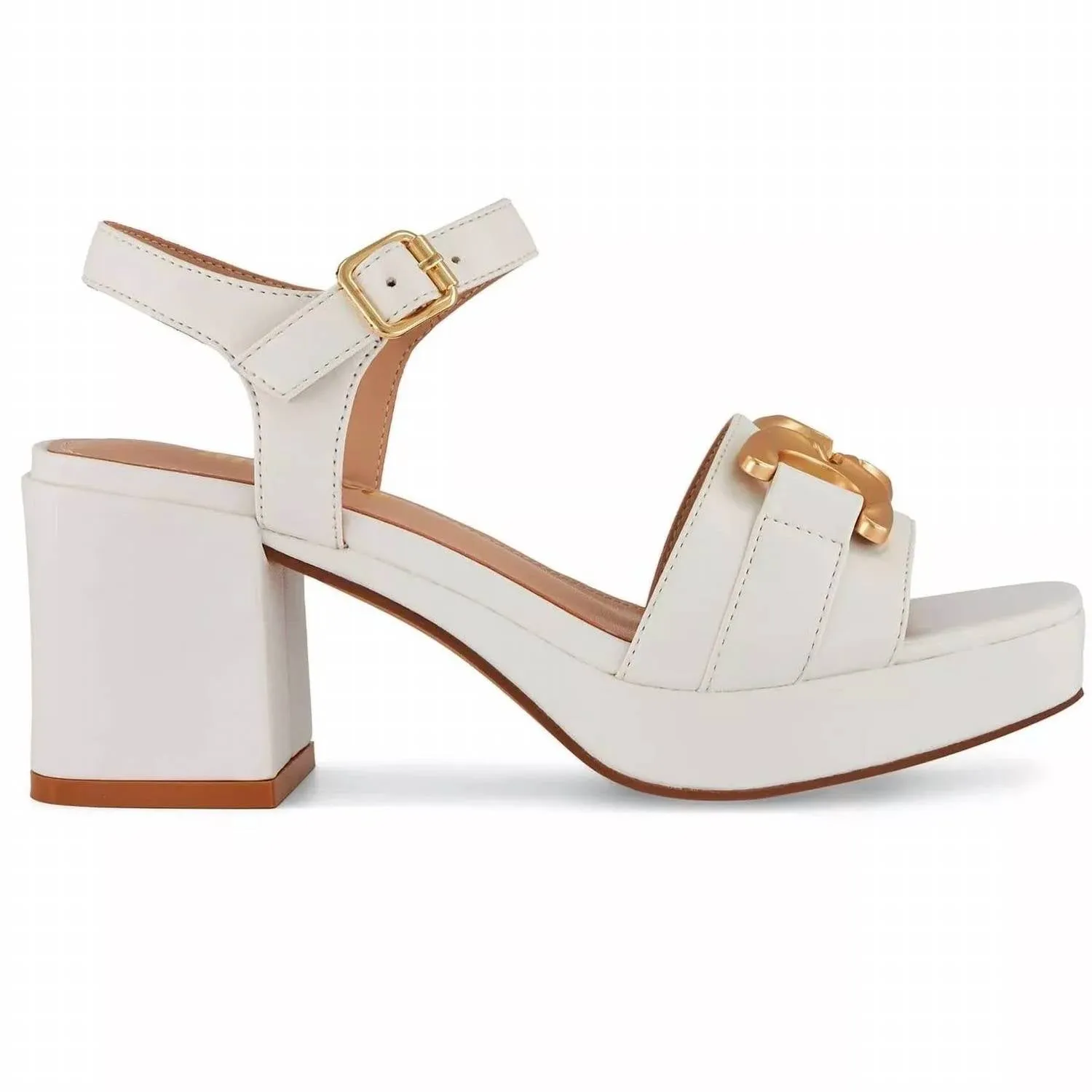 Women's High Heel Ankle Strap Sandal In White