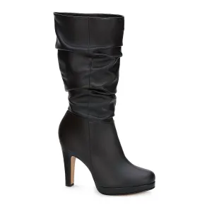 Women's High Heel Tall Slouch Boots In Black