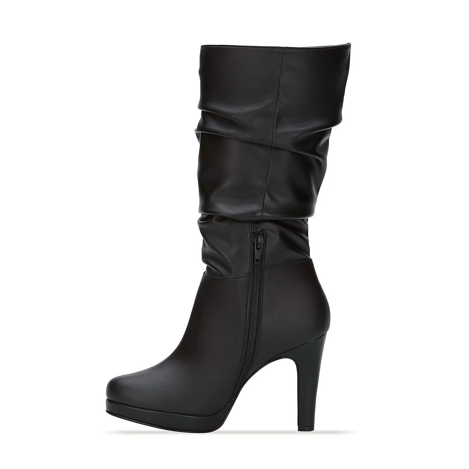 Women's High Heel Tall Slouch Boots In Black