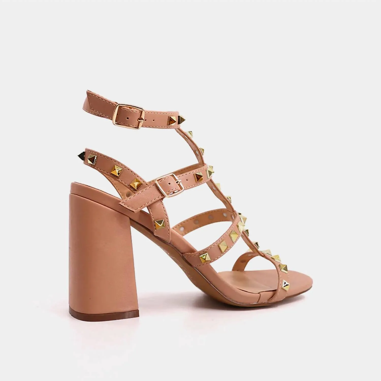 Women's Huici Studded Heeled Sandal In Nude