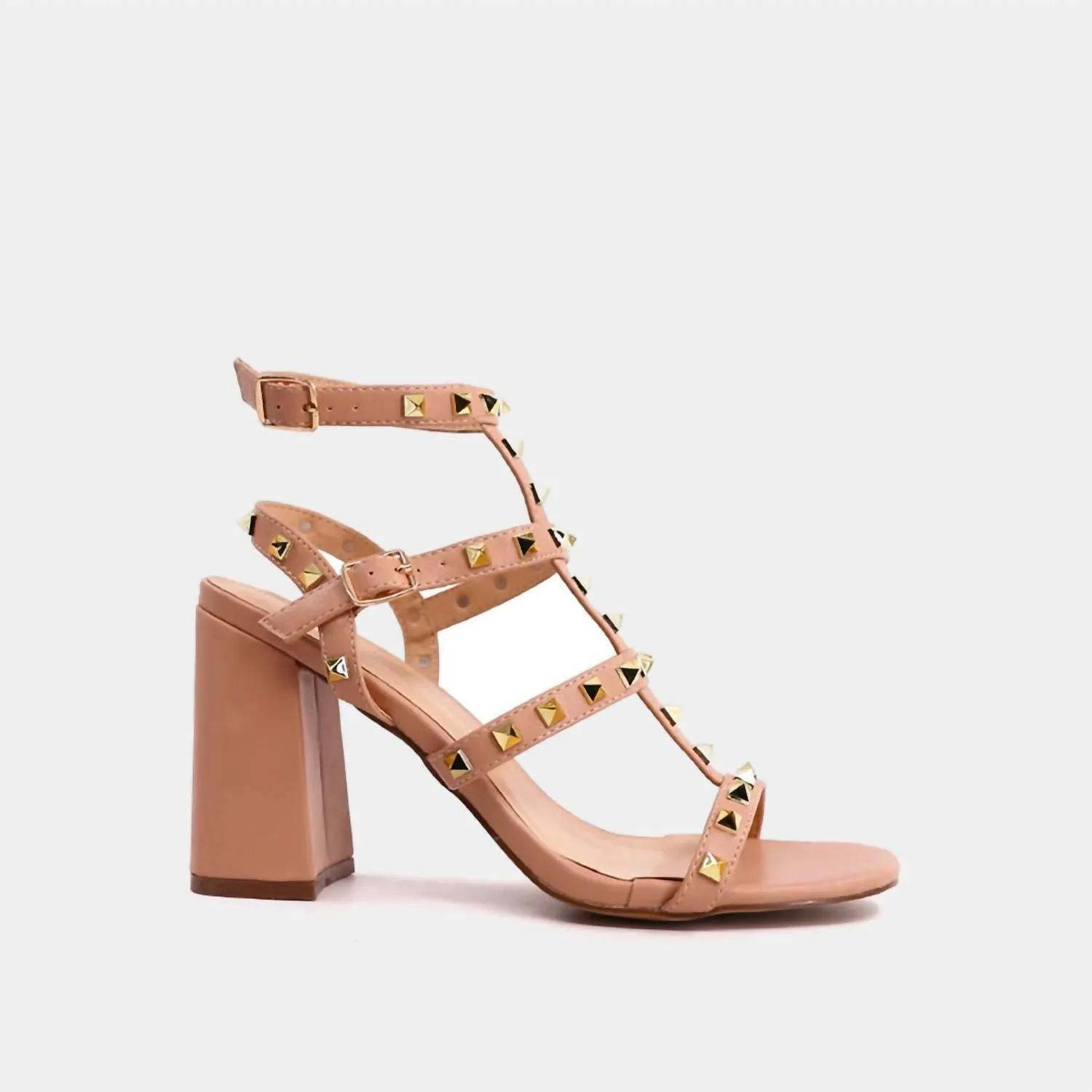 Women's Huici Studded Heeled Sandal In Nude