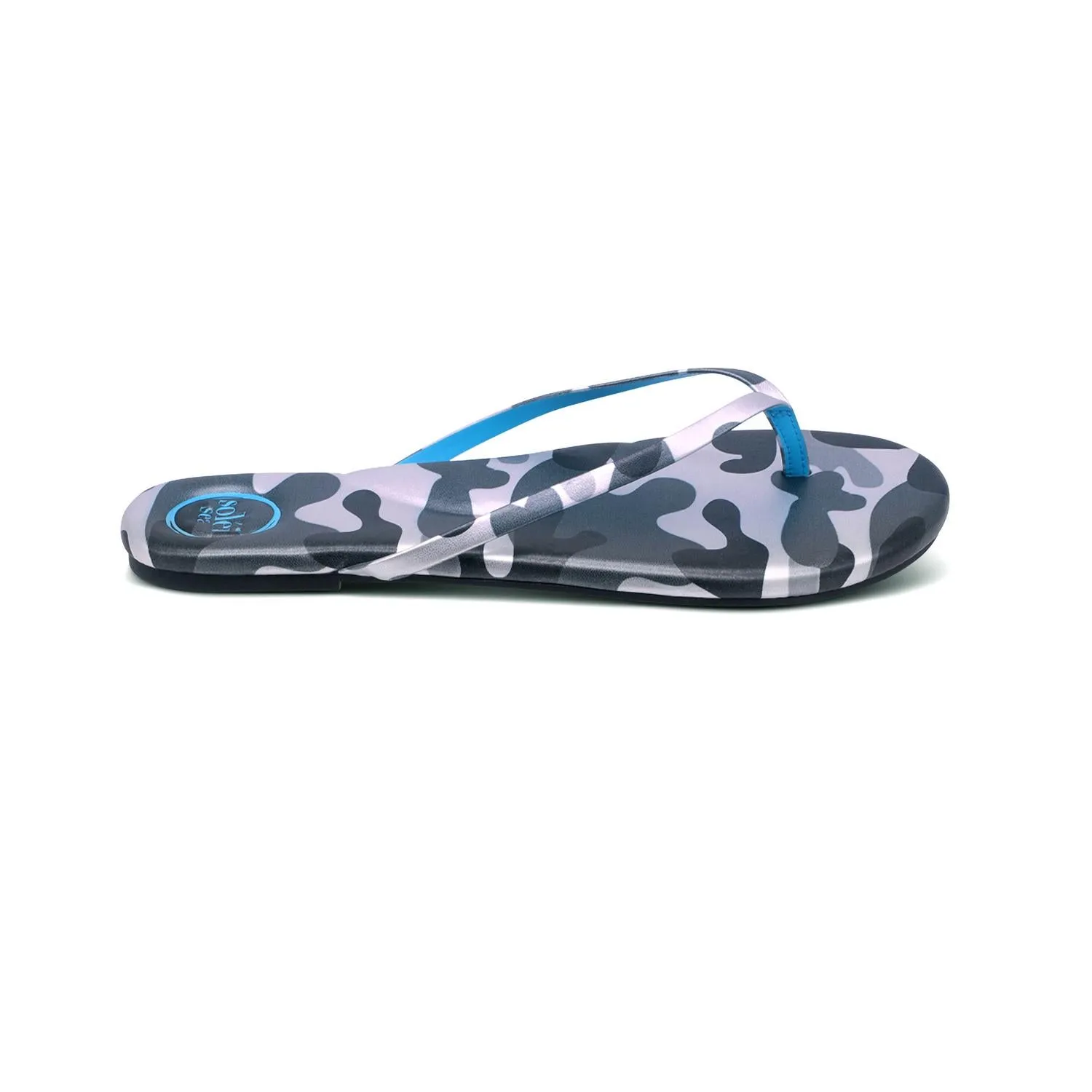 Women's Indie Sandals In Camo Silver Black With Blue