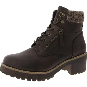 Womens Knit Faux Leather Hiking Boots