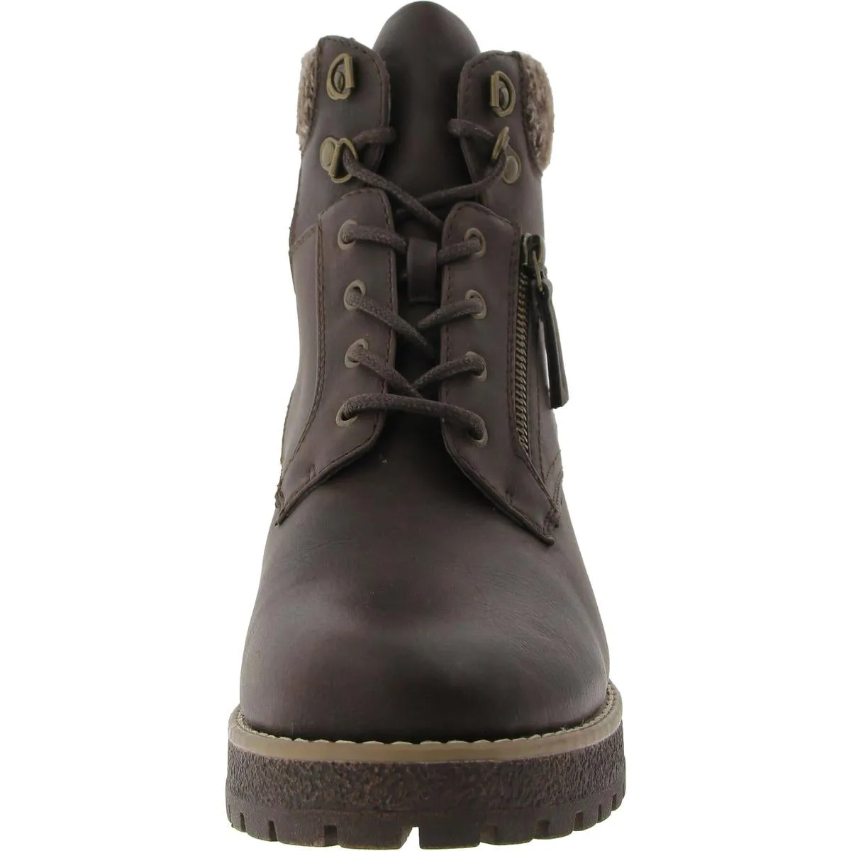 Womens Knit Faux Leather Hiking Boots