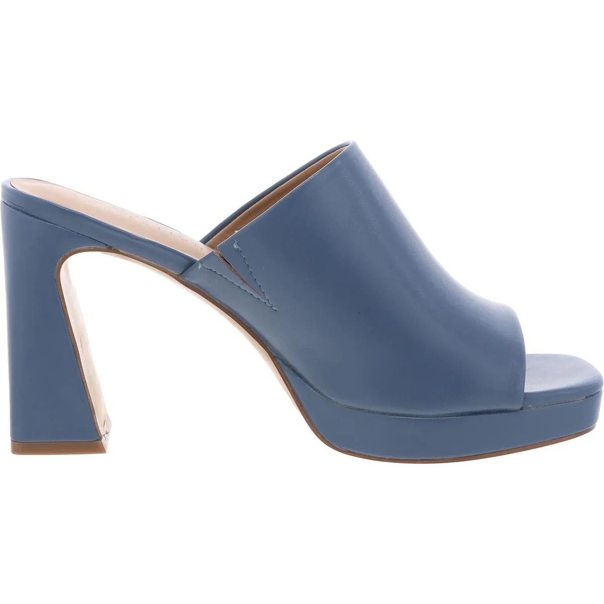 Womens Laceless Faux Leather Mule Sandals