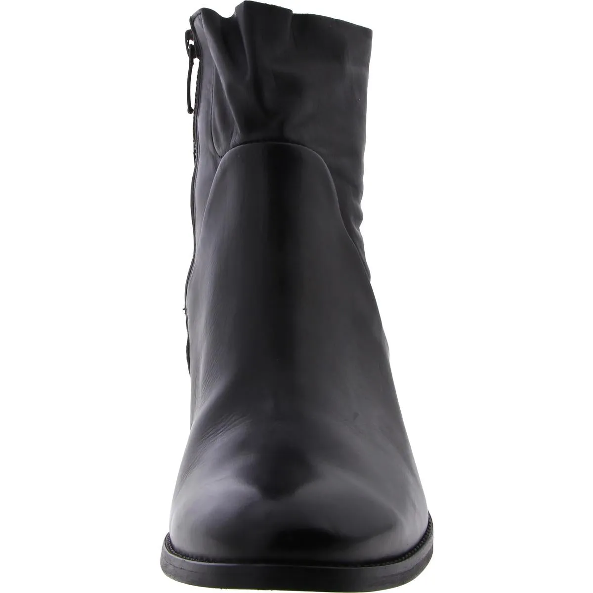 Womens Leather Block Heel Ankle Boots