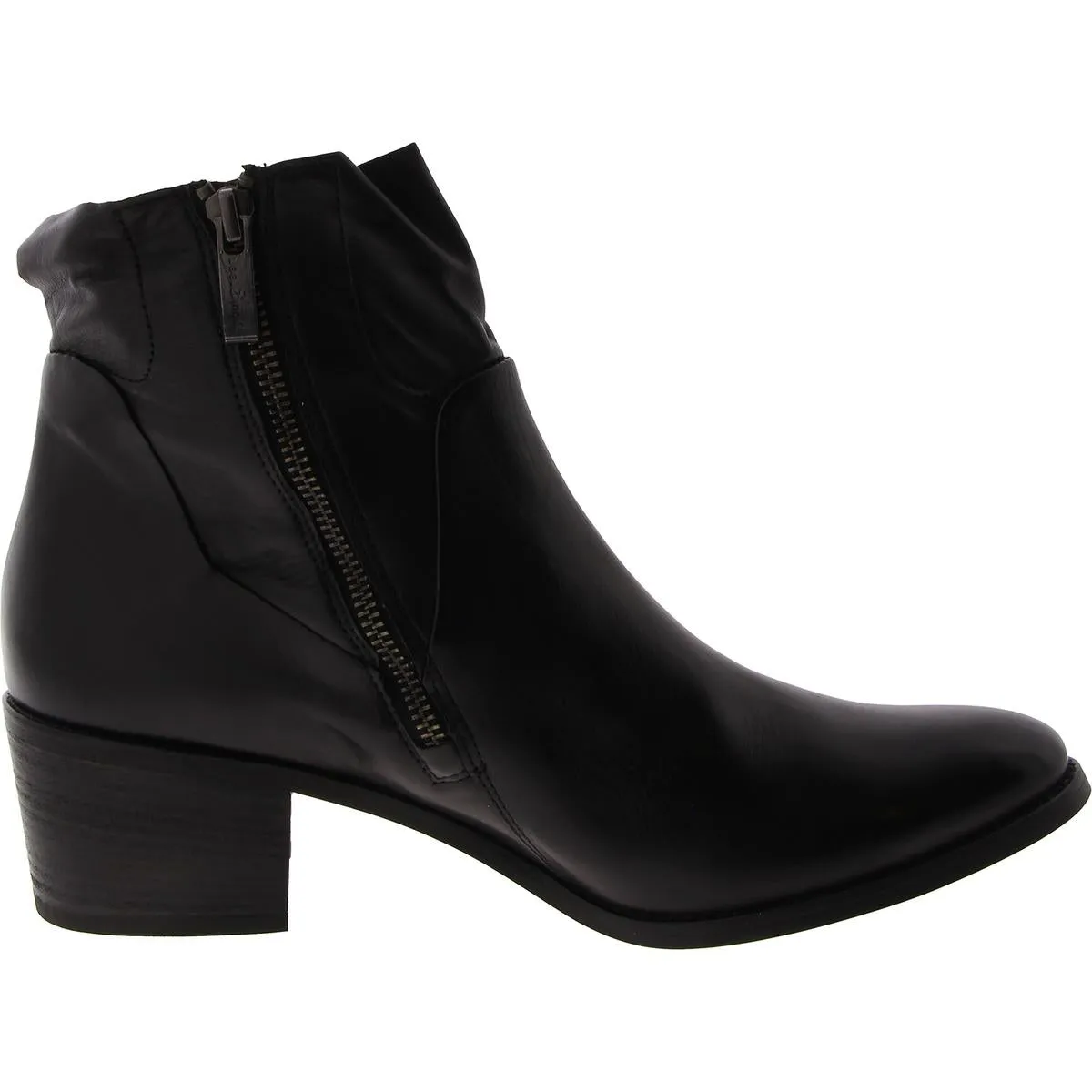 Womens Leather Block Heel Ankle Boots