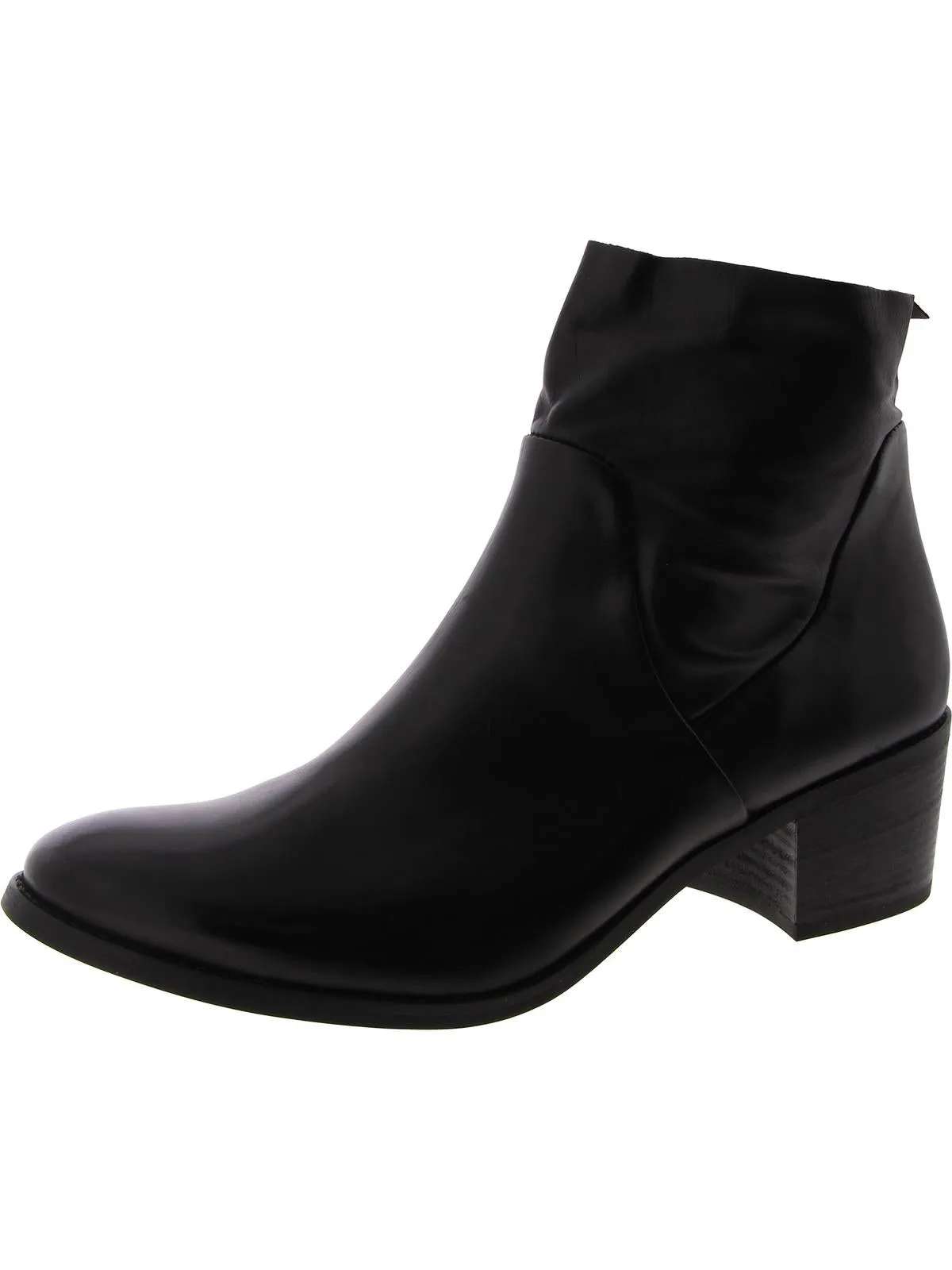 Womens Leather Block Heel Ankle Boots