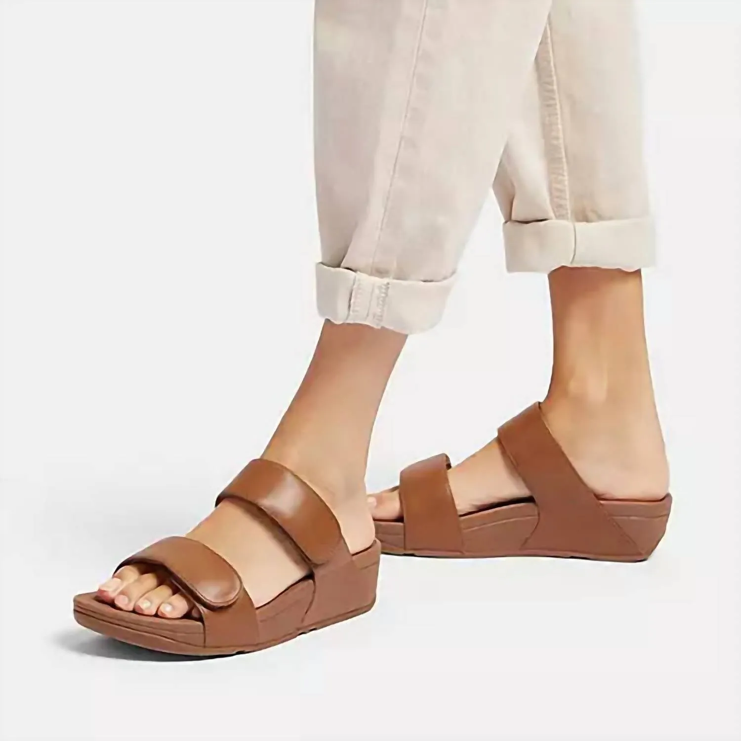 Women's Lulu Adjustable Leather Slide In Light Tan