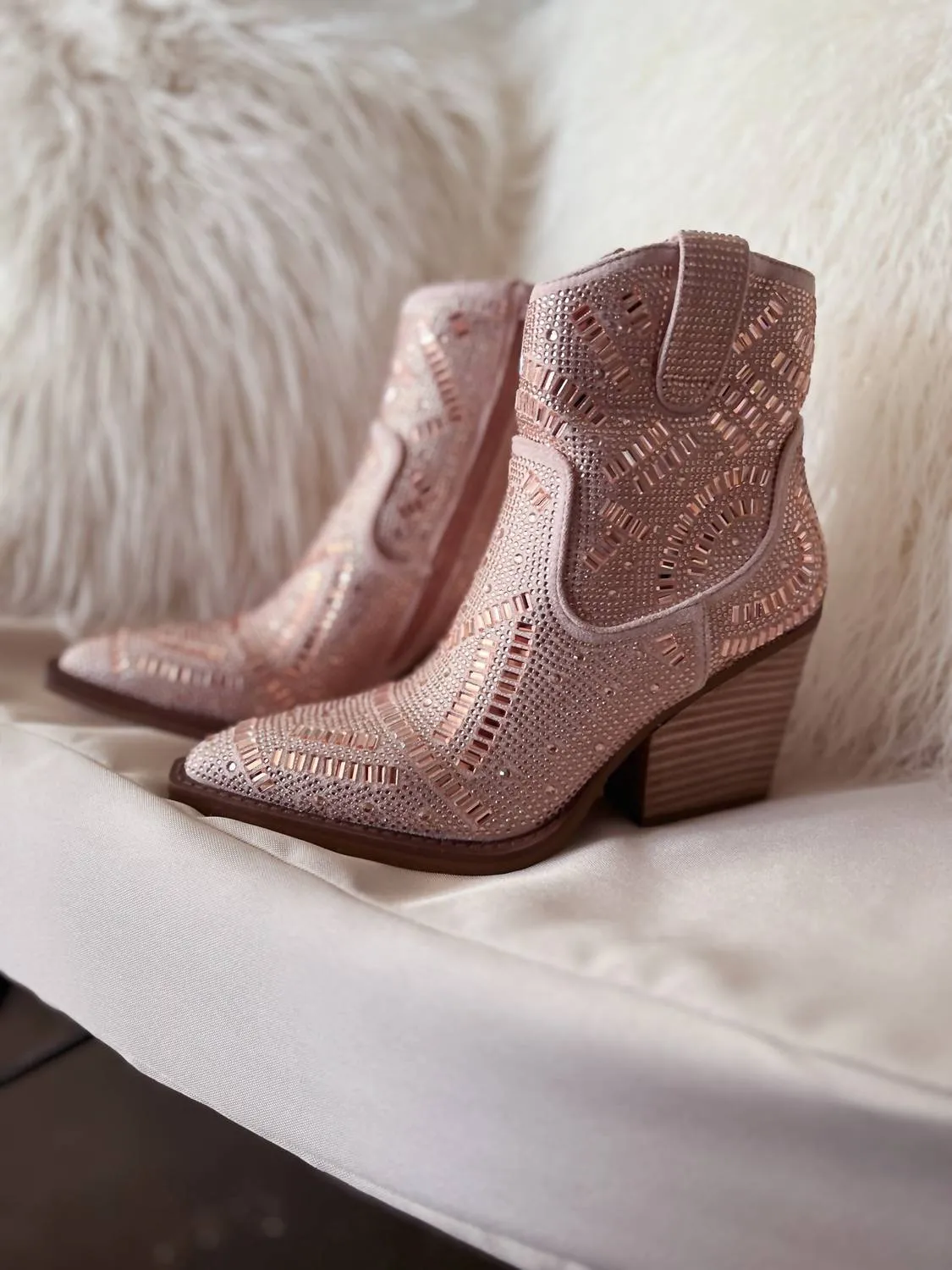 Women's Maze Of Life Rhinestone Boots In Rose Gold