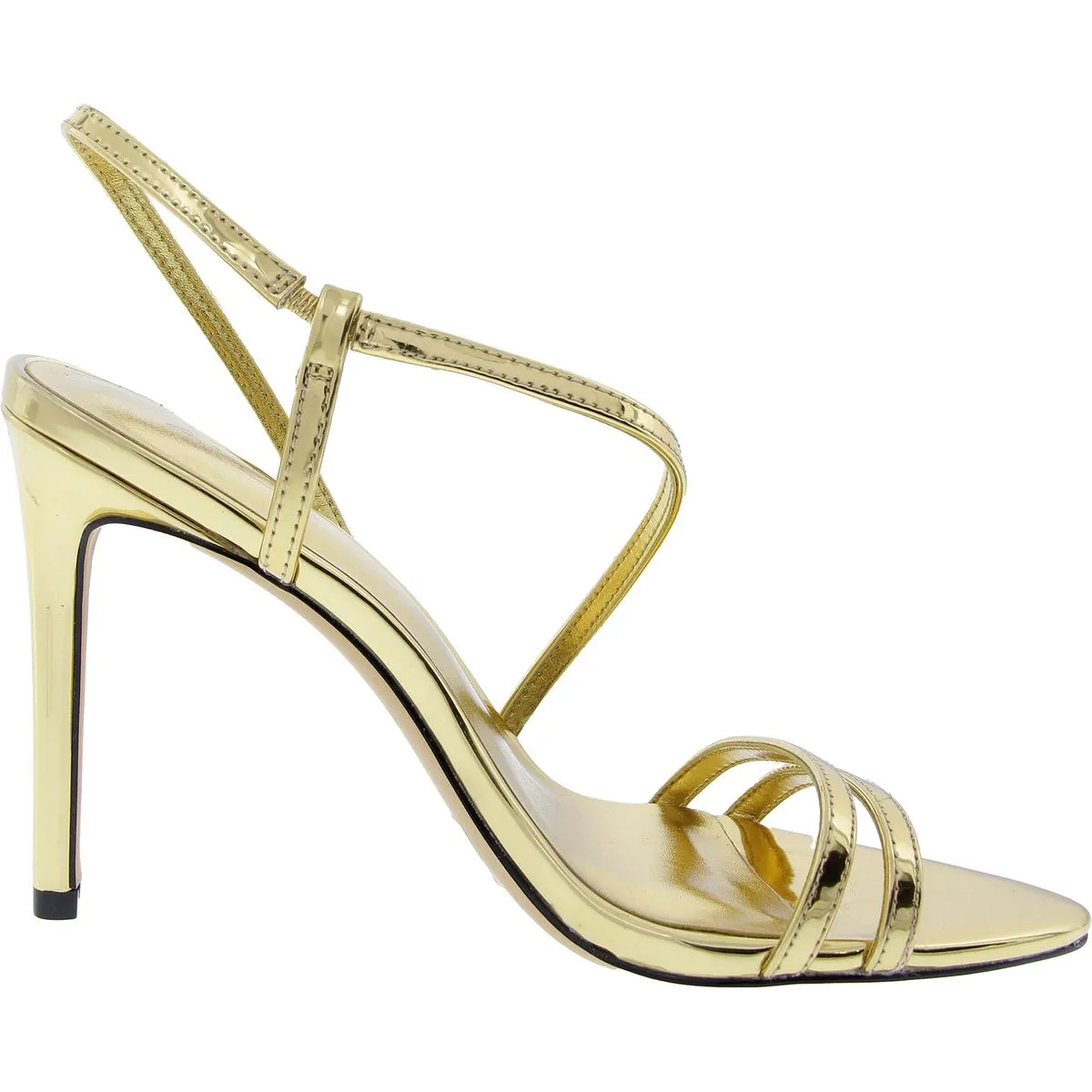 Womens Metallic Faux Leather Slingback Sandals
