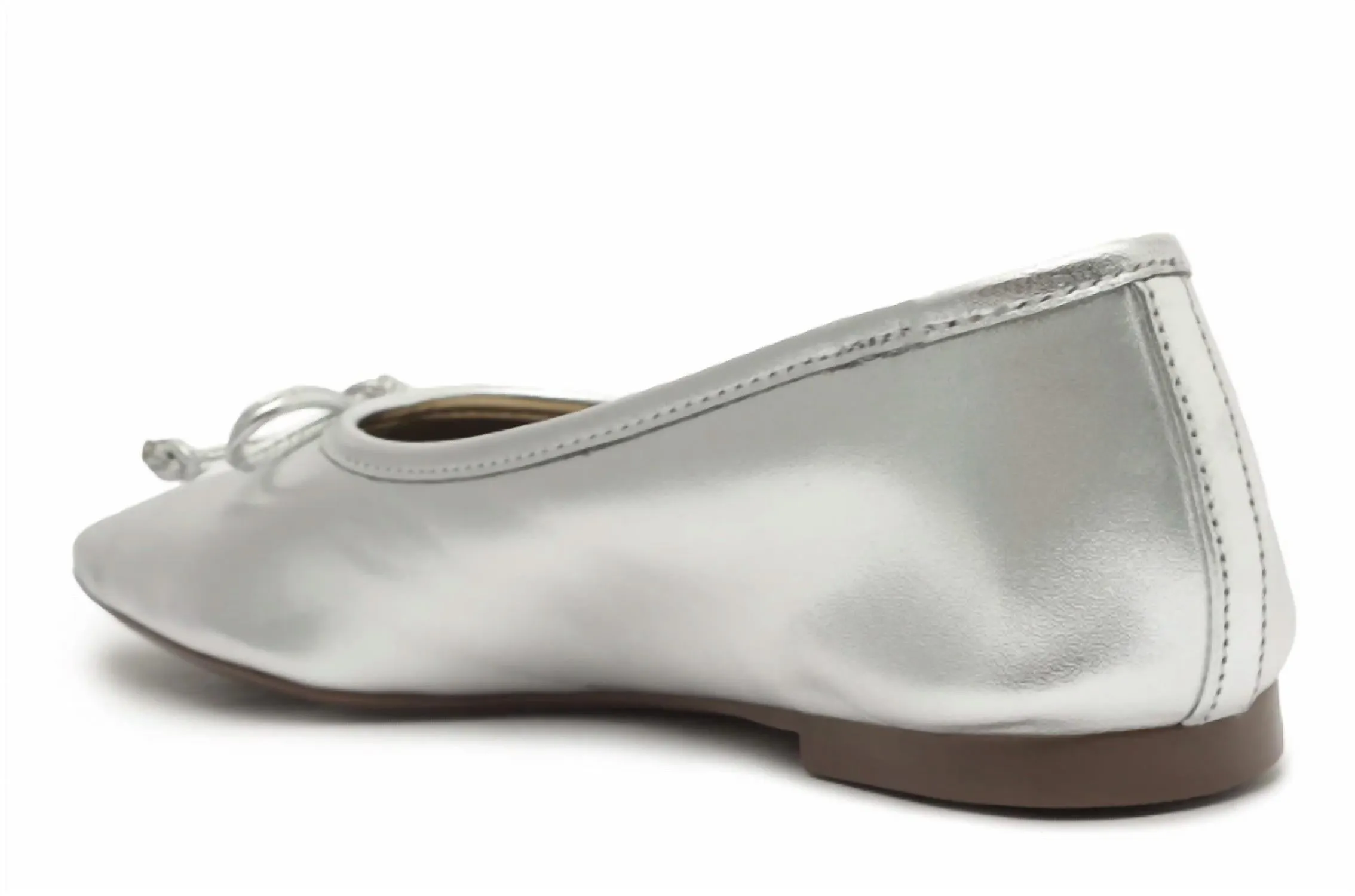 Women's Metallic Leather Ballet Flat Shoe In Silver