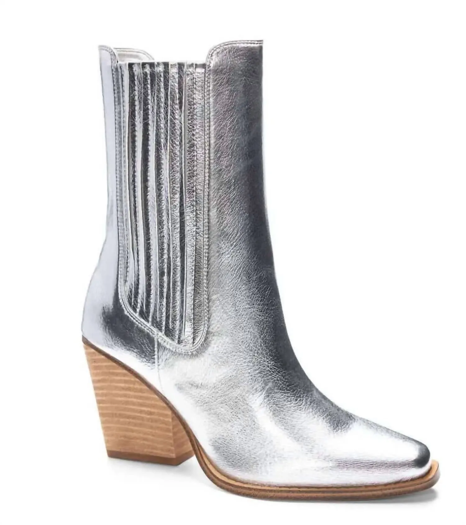 Women's Metallic Western Casual Boot In Silver