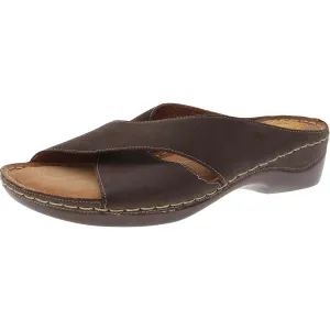 Womens Open Stitch Manmade Slide Sandals