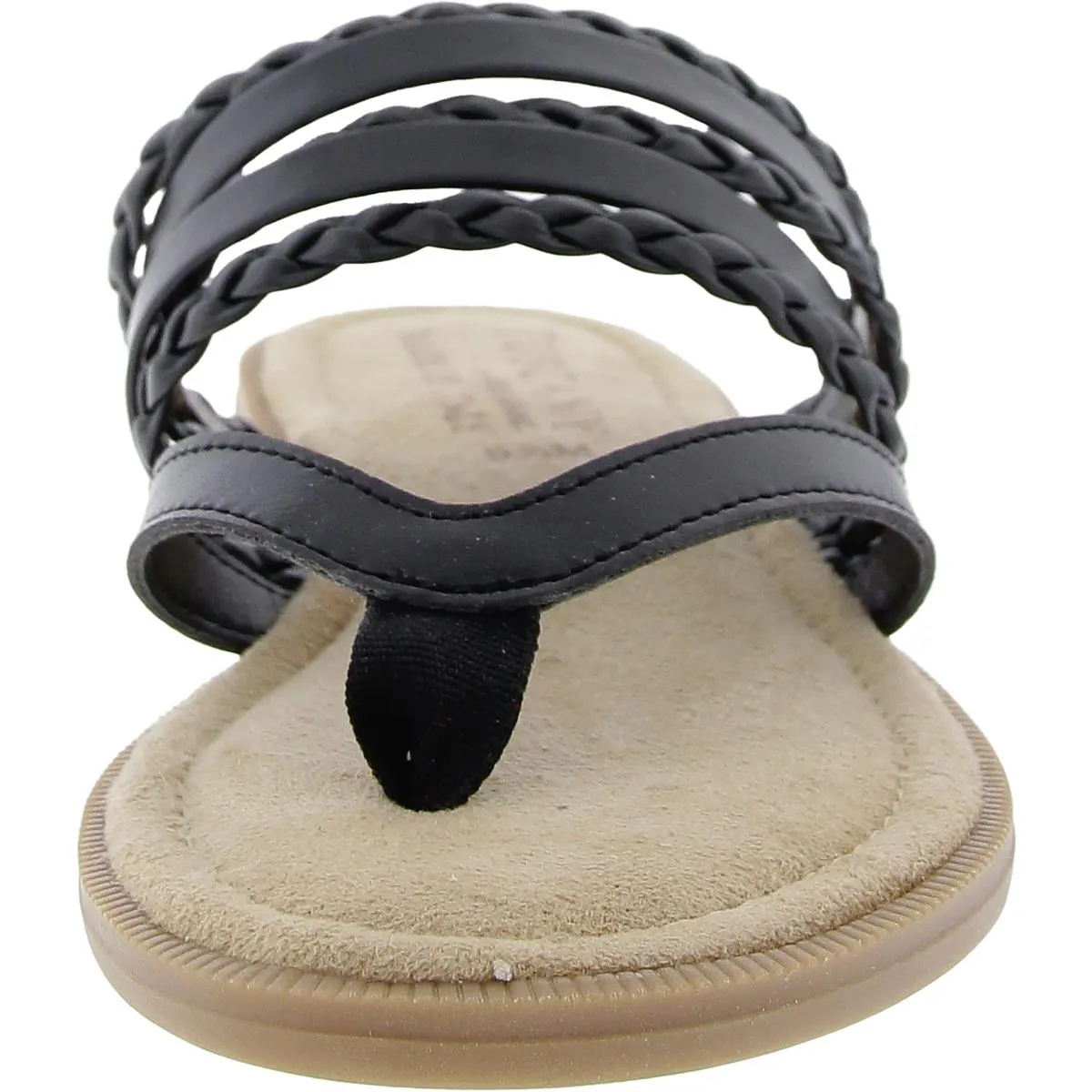 Womens Padded Insole Faux Leather Thong Sandals