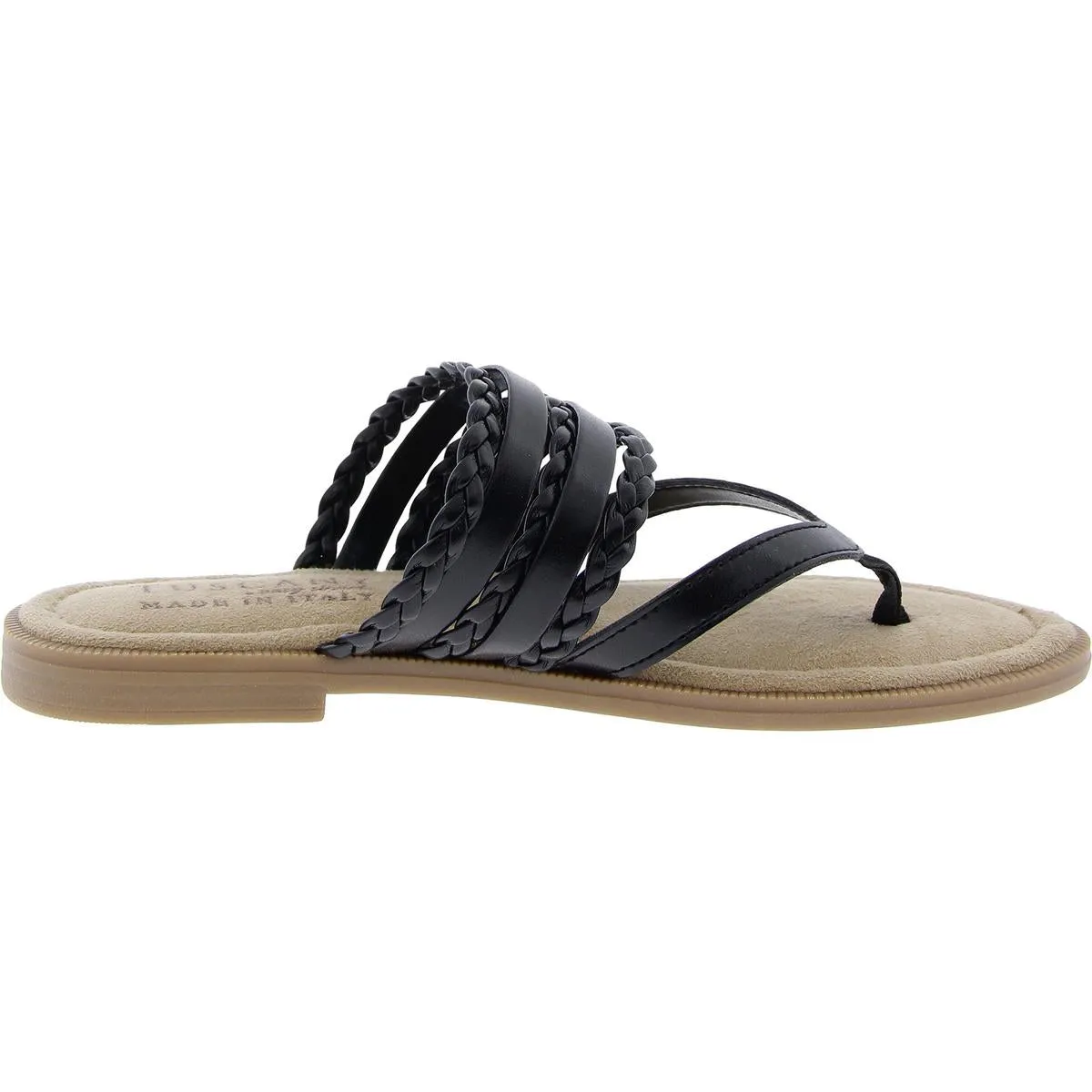 Womens Padded Insole Faux Leather Thong Sandals