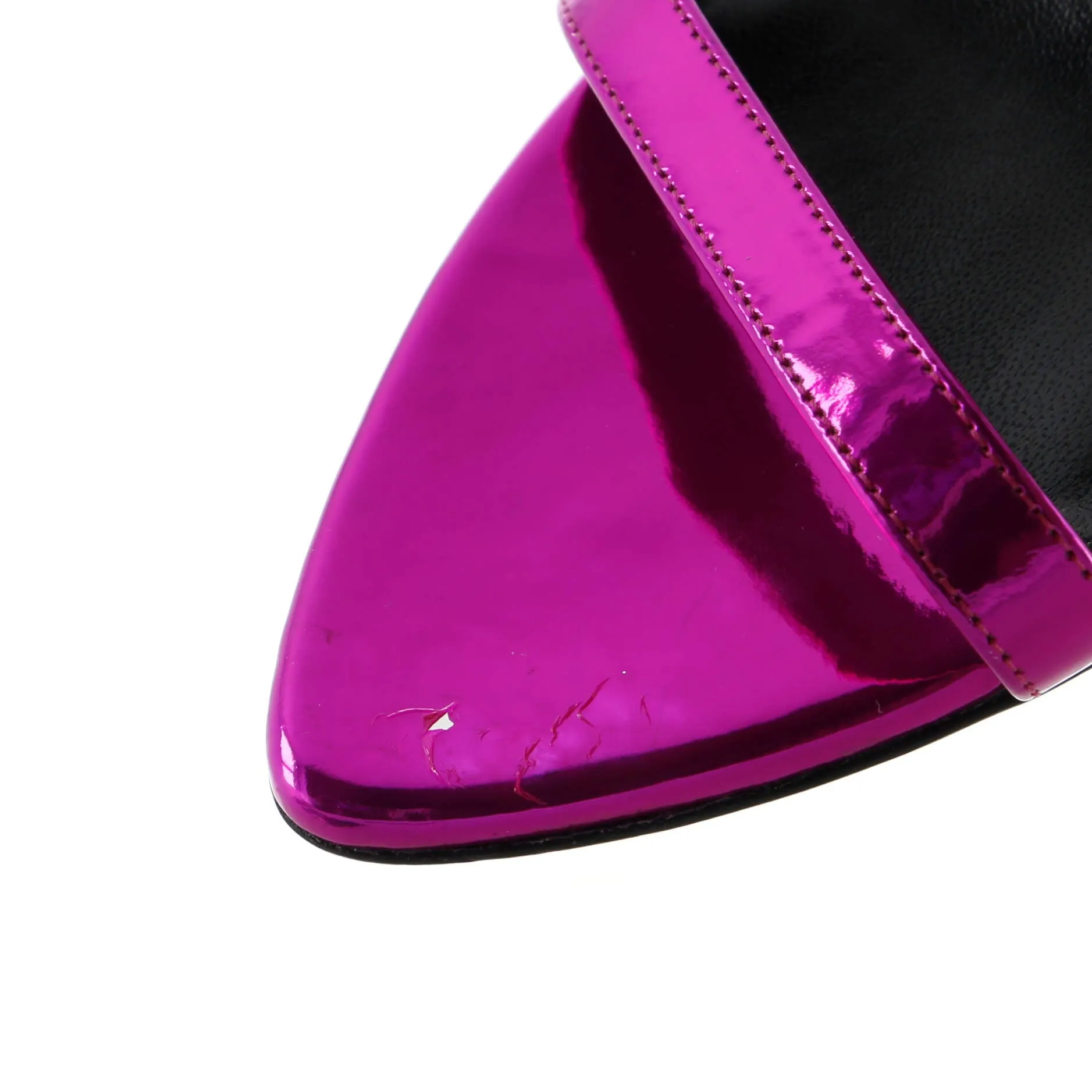 Women's Padlock Pointy Naked Heeled Sandals Leather 105