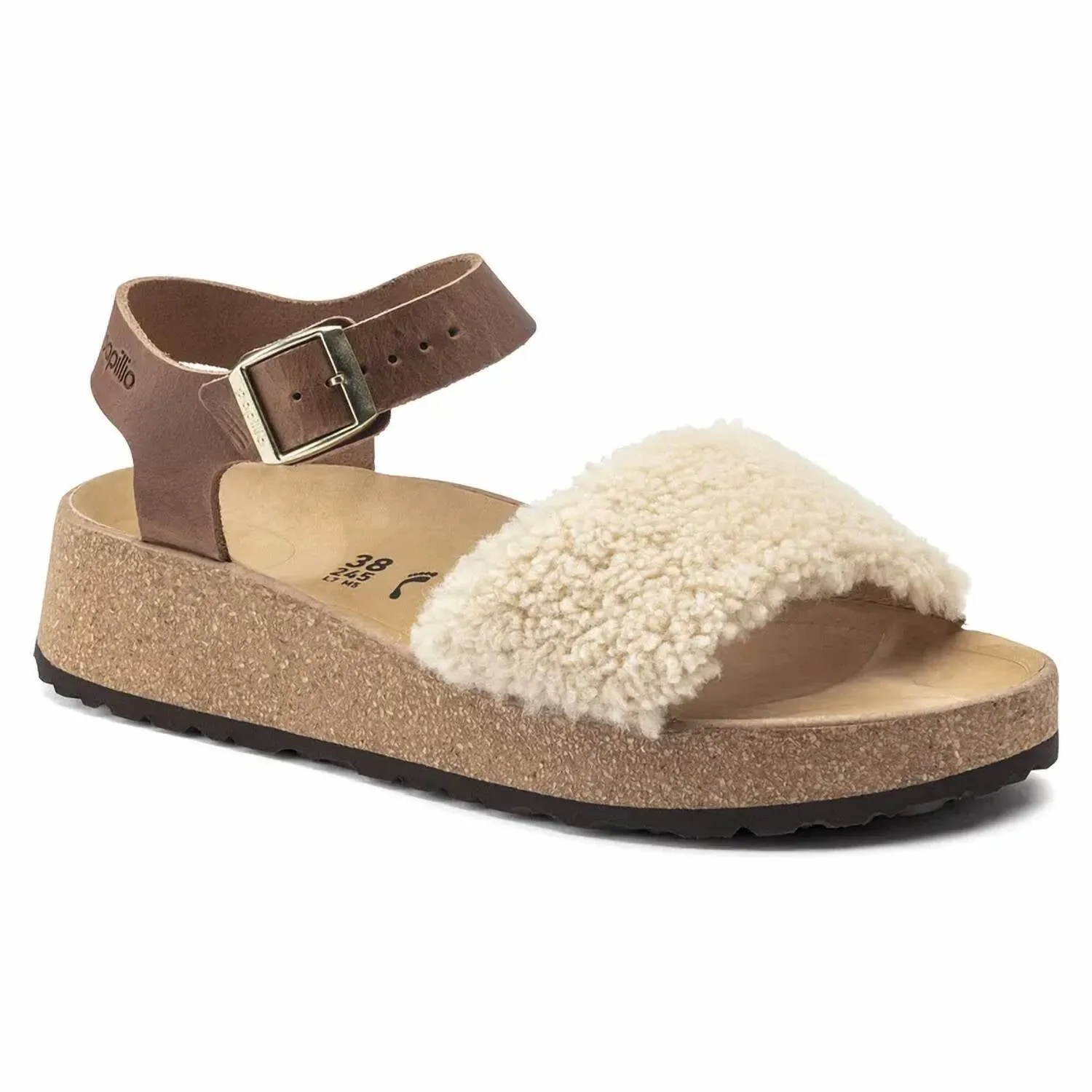Women's Papillio Glenda Natural Leather / Shearling Sandal In Cream
