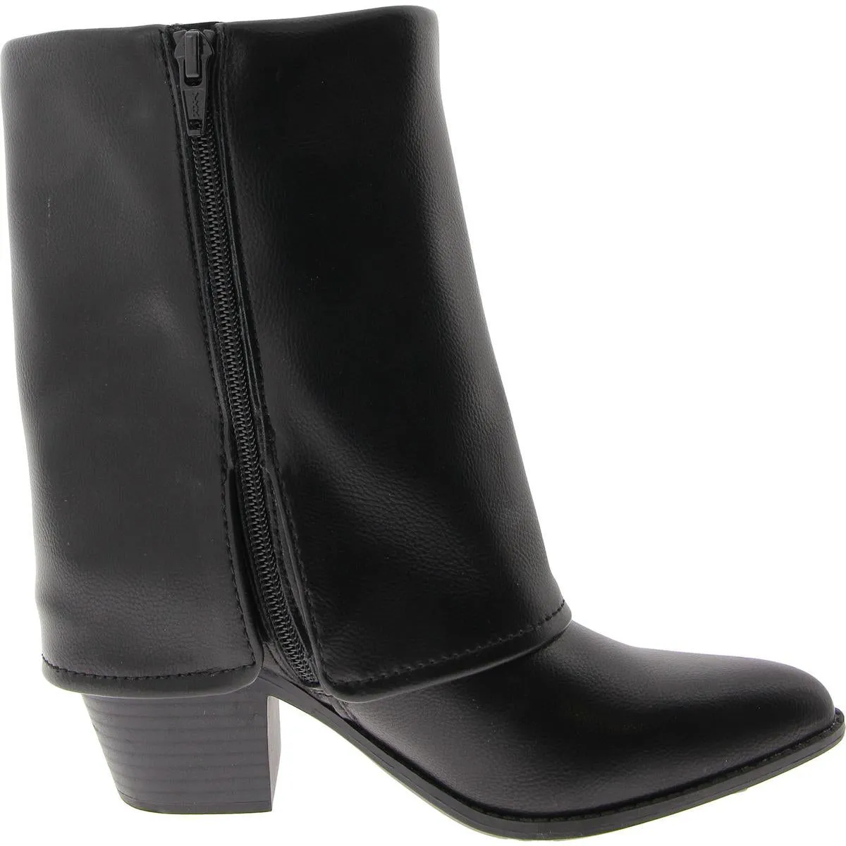 Womens Pointed Toe Faux Leather Mid-Calf Boots