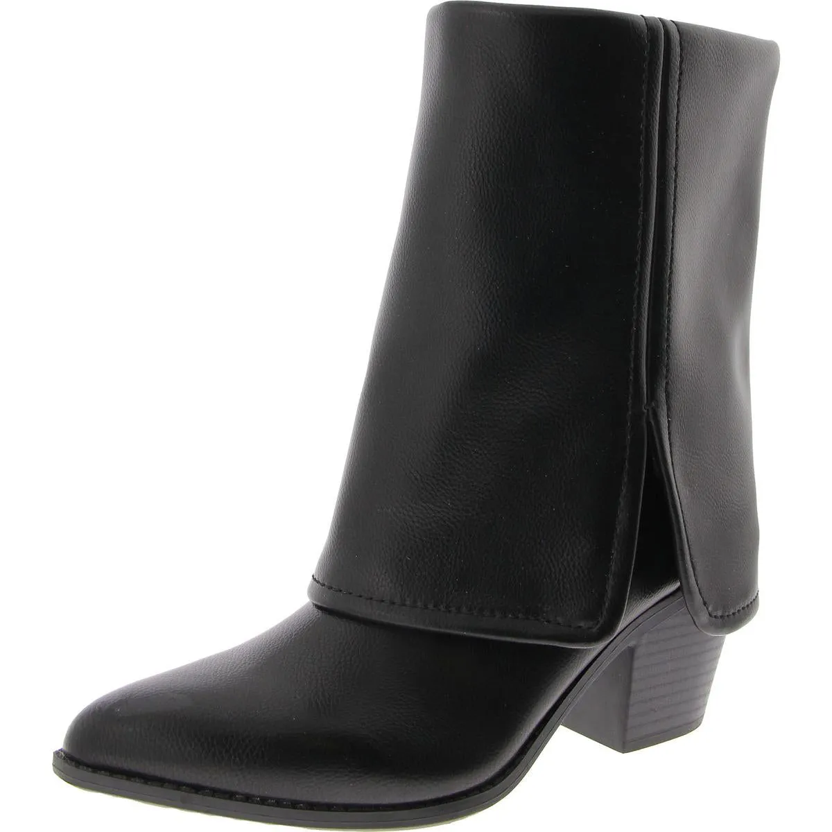 Womens Pointed Toe Faux Leather Mid-Calf Boots