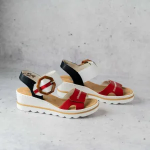 Women's Remonte Sandals In Red/white/blue