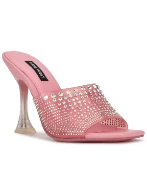Womens Rhinestone Slip On Heels
