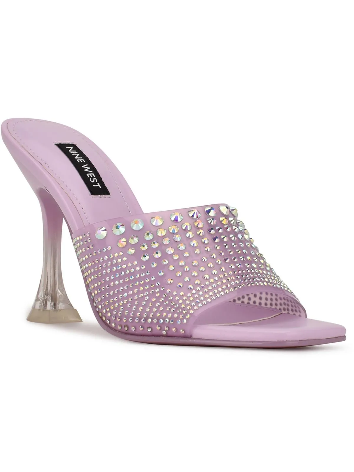 Womens Rhinestone Slip On Heels